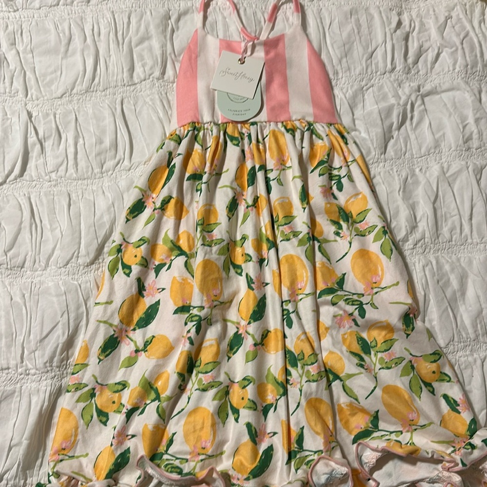 SweetHoney Maxi play dress, 12 months- Lemon stripe NWT